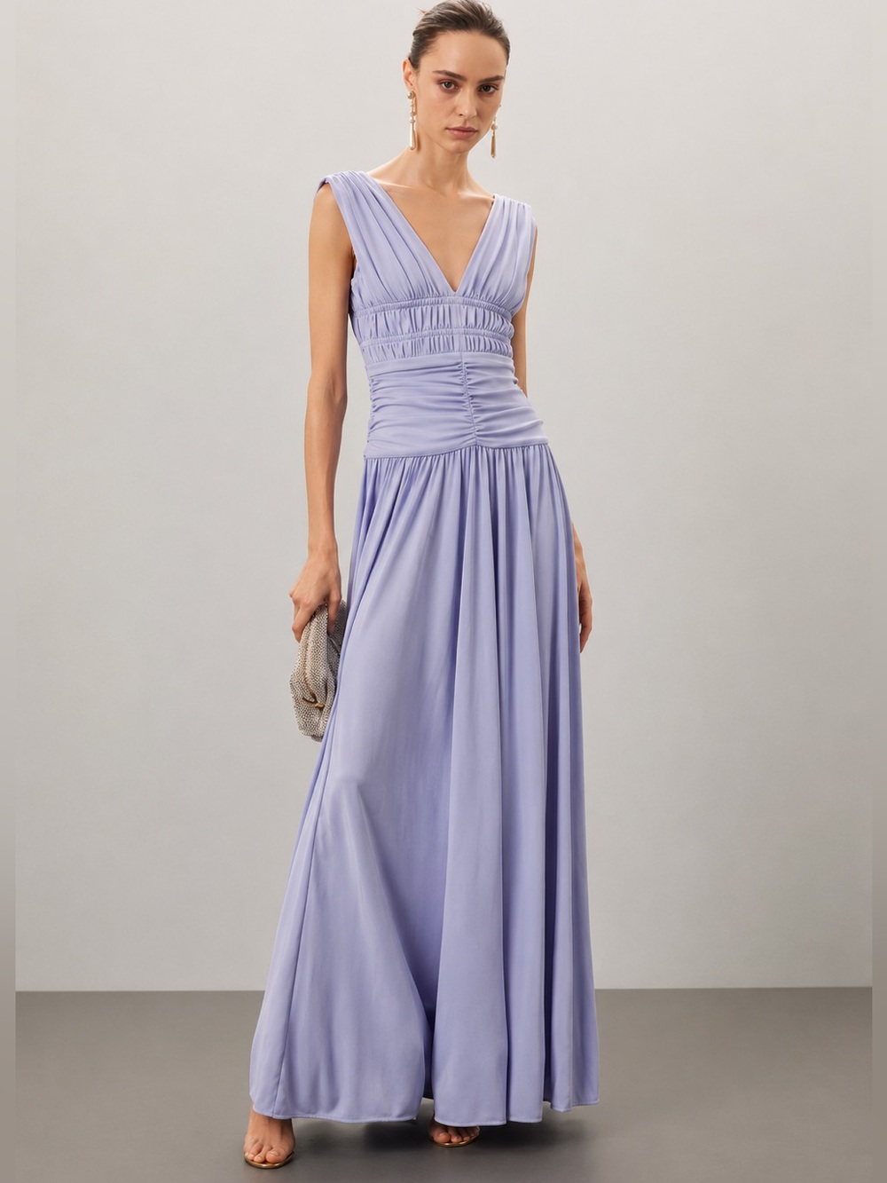 NWT Zac Posen Periwinkle Matte Jersey Gown Sz 10 Grecian Goddess Dress MSRP $745
